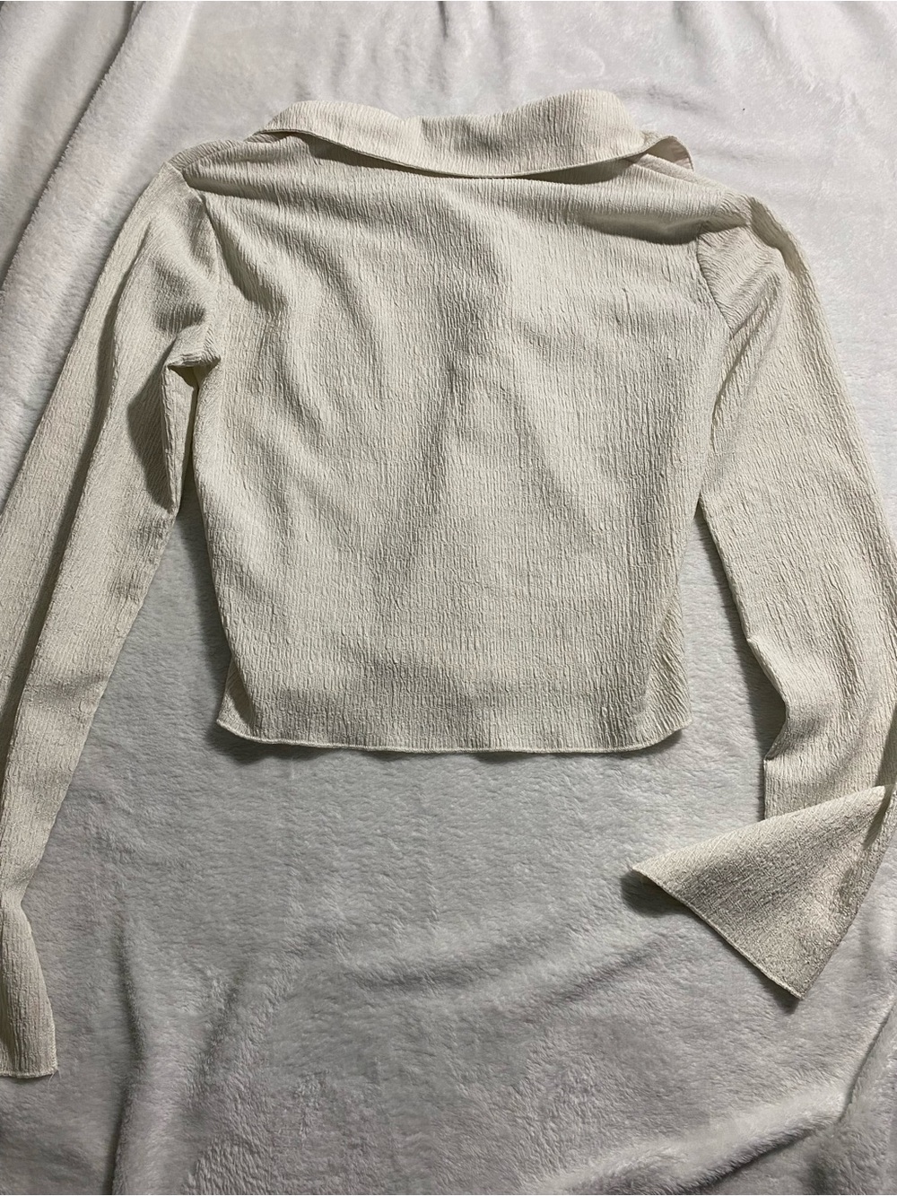 Cider Cream Textured Collared Button-Down Top - Picture 2 of 3